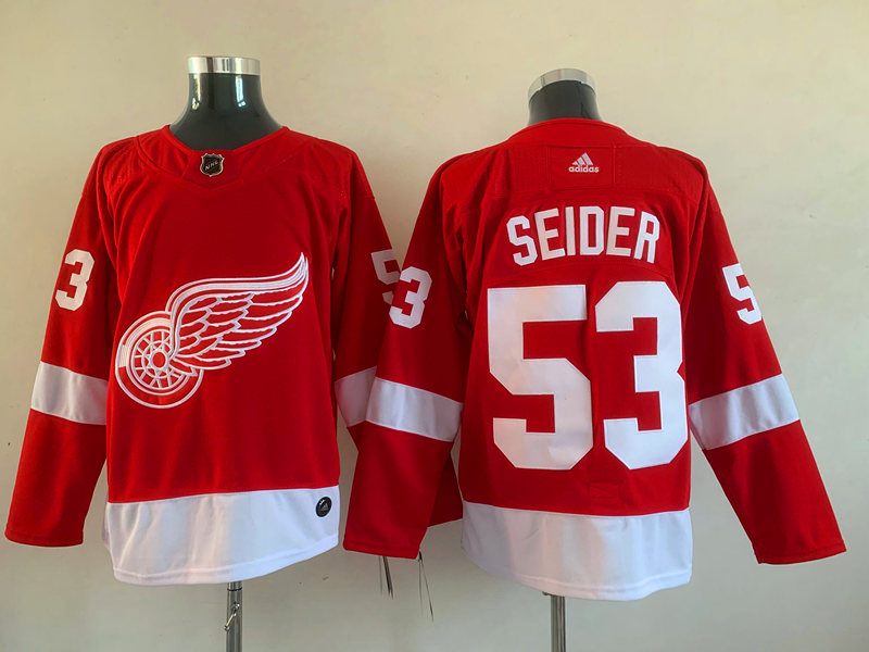 Men's Detroit Red Wings Moritz Seider #53 Red Home Breakaway Jersey Men's Detroit Red Wings Moritz Seider #53 Red Home Breakaway Jersey